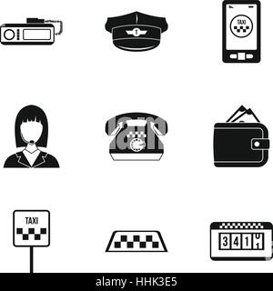 Taxi custom icons set, simple style Stock Vector