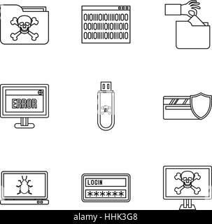Viruses icons set, outline style Stock Vector