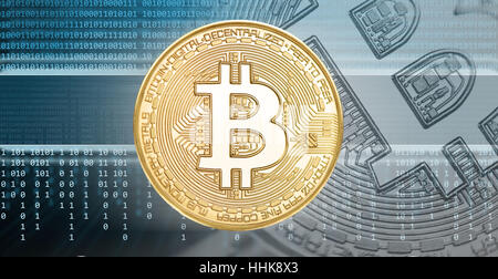 cryptocurrencies or bitcoin concept. Binary code, technology background Stock Photo