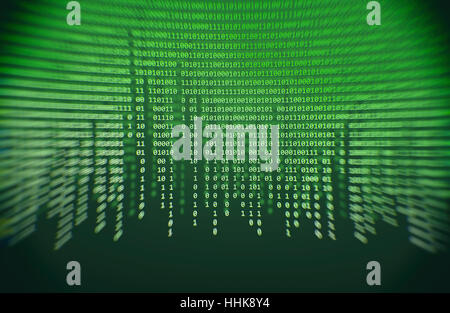 green binary code. Hacker attack concept. Technology background Stock Photo