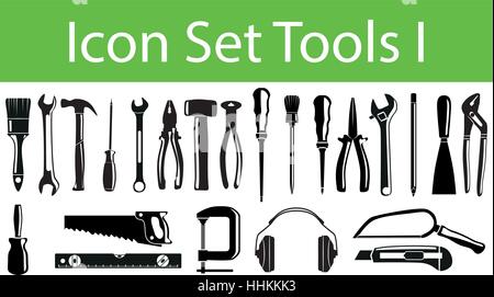 Icon Set Tools I with 23 icons for the creative use in graphic design Stock Vector