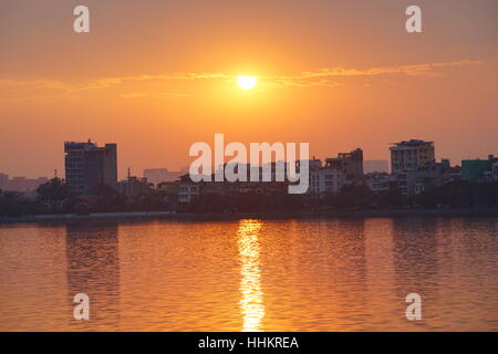 Sunset on west lake (Ho Tay), Hanoi, Vietnam Stock Photo