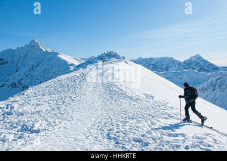 danger, men, man, mountains, winter, ski, skiing, hight, height, altitude, Stock Photo