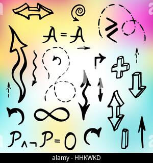 Hand drawn mathematical elements and quality. Vector illustration. Stock Vector