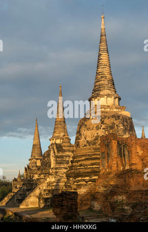 The three Chedis of  the old Royal Palace Wat Phra Si Sanphet, Ayutthaya Historical Park, Thailand, Asia Stock Photo