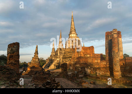 The three Chedis of  the old Royal Palace Wat Phra Si Sanphet, Ayutthaya Historical Park, Thailand, Asia Stock Photo