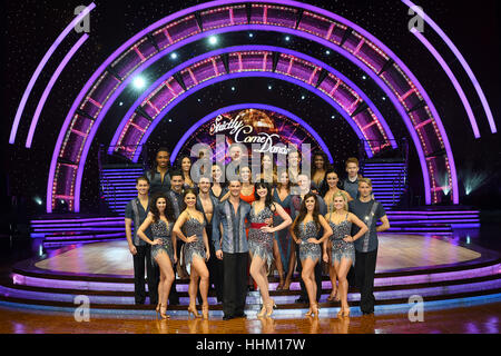 Karen Clifton, Ore Oduba, Ed Balls, Katya Jones, Danny Mac, Oti Mabuse, Lesley Joseph, Anita Rani, Louise Redknapp, Kevin Clifton, Gorka Marquez, Aljaz Skorjanec, Daisy Lowe and Janette Manrara during a photocall for the launch of Strictly Come Dancing Live Tour held at Barclaycard Arena in Birmingham. Stock Photo