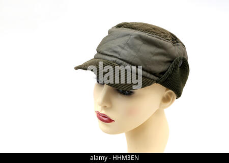 Winter Cap With Ear Flaps Buttoned Up Stock Photo