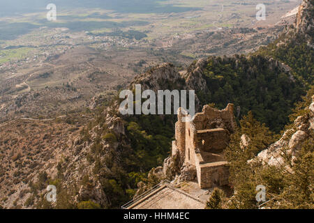 A view of the Kyrenia mountains from Buffavento castle in Northern Cyprus. Stock Photo