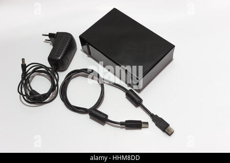 External hard disk drive on white background Stock Photo