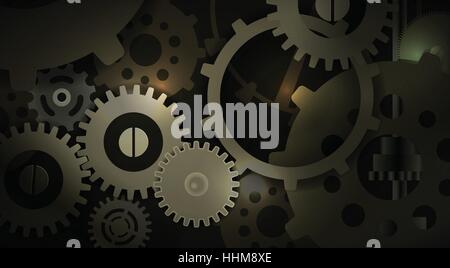 Vector Illustration Gears Inside Machine, Eps10, Transparency and Gradient Mesh Used Stock Vector
