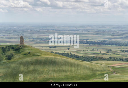 View of the ancient ruined castle of Montecorvino Stock Photo