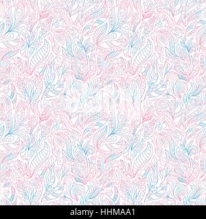 vector seamless color pattern of spirals, swirls, doodles and flowers Stock Vector