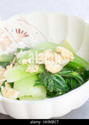 Japanese cuisine, boiled bok-choy and egg in the bowl Stock Photo