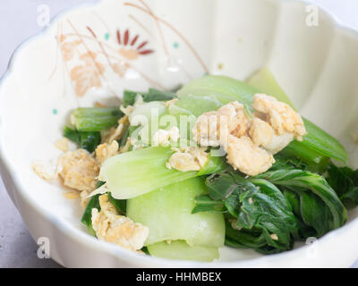 Japanese cuisine, boiled bok-choy and egg in the bowl Stock Photo
