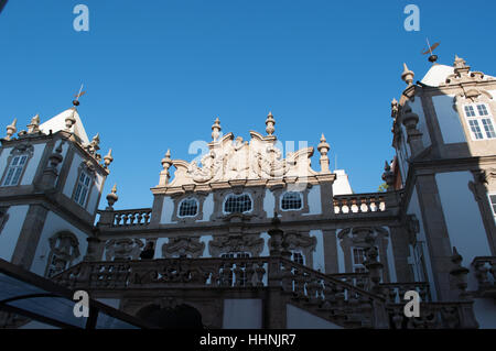 Porto: details of the facade of Palace of Freixo, Palacio Do Freixo, formerly a 19th century palace converted in a hotel Stock Photo