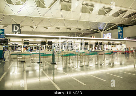 Empty Check-in Area at Chubu Centrair International Airport, Aichi, Japan Stock Photo
