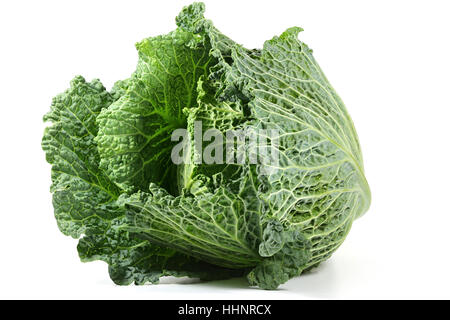 savoy cabbage from organic farming isolated on white background Stock Photo
