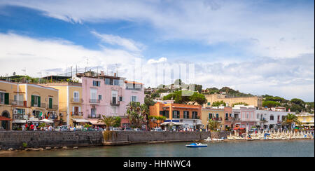 Main street of Lacco Ameno town. Ischia island, Mediterranean Sea coast, Bay of Naples, Italy Stock Photo