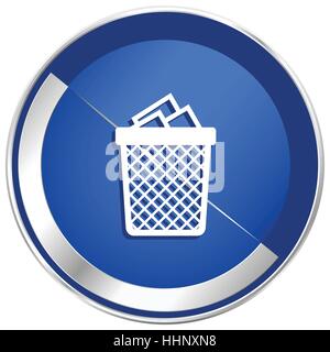 Trash can silver metallic web and mobile phone vector icon in eps 10. Stock Vector