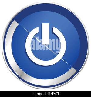 Power silver metallic web and mobile phone vector icon in eps 10. Stock Vector