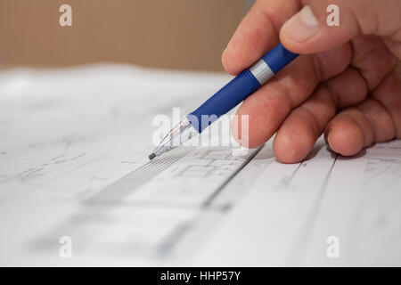 construction engineer draws pencil Stock Photo: 131408746 - Alamy