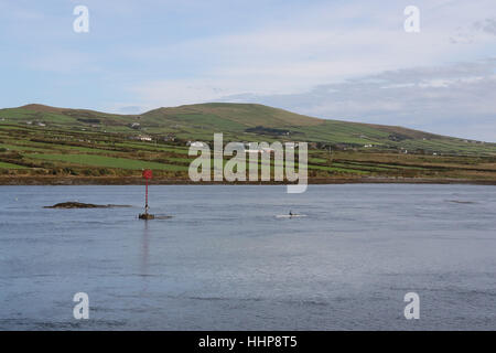 The view across the Portmagee channel to Valentia island, County Kerry, Ireland. Stock Photo