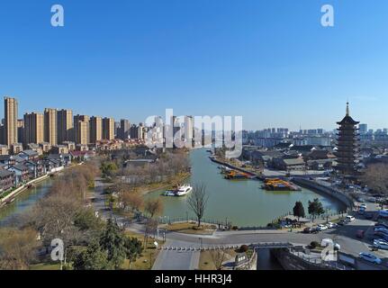 January 14, 2017 - Huai'An, Huai'an, China - Huai'an, CHINA-January 14 2017: (EDITORIAL USE ONLY. CHINA OUT) .Aerial photography of Huai'an, east China's Jiangsu Province, January 20th, 2017. As strong wind blew away heavy smog, blue sky can be seen in Huai'an, Jiangsu. Credit: SIPA Asia/ZUMA Wire/Alamy Live News Stock Photo