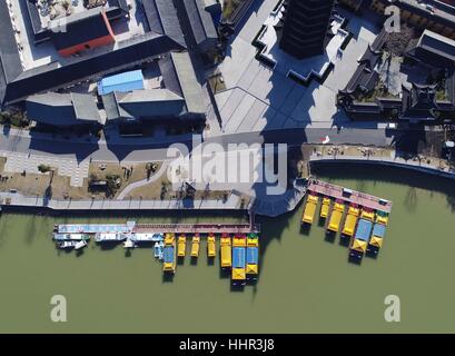 January 14, 2017 - Huai'An, Huai'an, China - Huai'an, CHINA-January 14 2017: (EDITORIAL USE ONLY. CHINA OUT) .Aerial photography of Huai'an, east China's Jiangsu Province, January 20th, 2017. As strong wind blew away heavy smog, blue sky can be seen in Huai'an, Jiangsu. Credit: SIPA Asia/ZUMA Wire/Alamy Live News Stock Photo