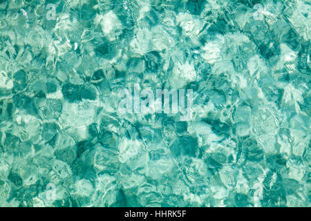 Light reflecting on clear turquoise water background. Stock Photo