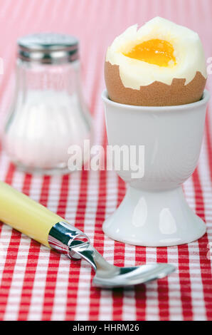 egg, egg cup, table cloth, chequered, red, food, breakfeast, breakfast, food, Stock Photo