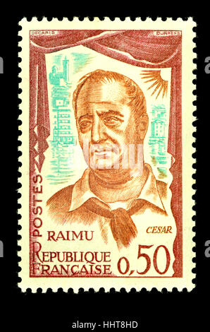 French postage stamp (1961 - French Actors and Actresses) : 'Raimu' - Jules Auguste Muraire (1883 – 1946) in the role of Cesar (1936 film by Marcel Pa Stock Photo