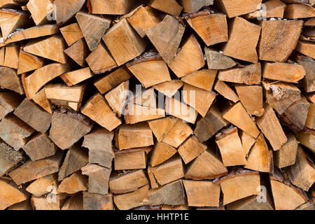 Wooden stacks for firewood Stock Photo