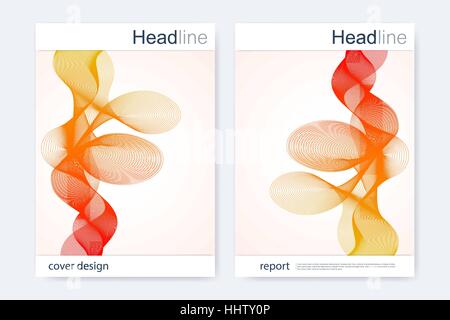Modern vector templates for brochure, flyer, cover magazine or report in A4 size.Abstract curved lines on bright background, Stock Vector