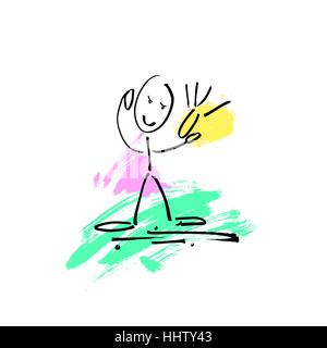 sketch doodle human stick figure it makes selfie Stock Vector
