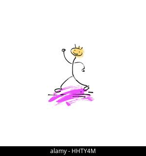 hand drawing sketch doodle human stick figure running man Stock Vector