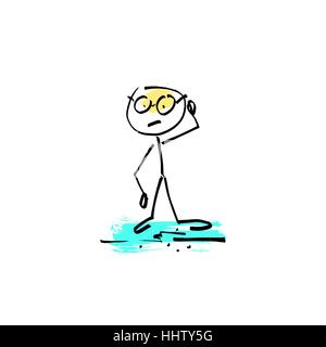 drawing sketch doodle human stick figure intellectual Stock Vector