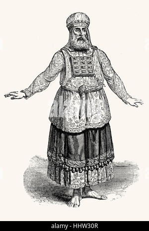 Costume of an Aaronite High priest of Israel 19th century engraving ...