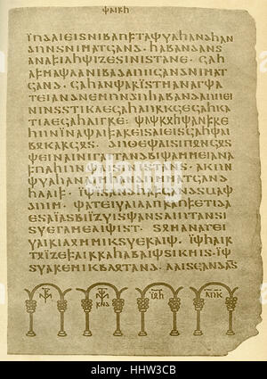 A page from the Gothic Bible / Wulfila Bible, translated by Wulfila (Ulfilas / Ulphilas) into the Gothic language (language of Stock Photo