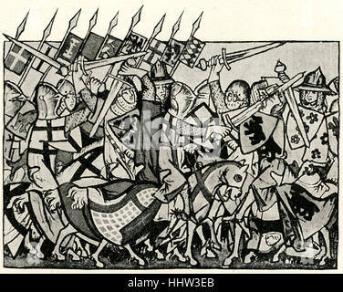 The imperial army of Henry VII in battle during his descent to Rome, c. 1312.  Henry VII (Heinrich), c. 1275 – 24 August 1313, Stock Photo