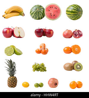 Collection of fruits isolated on white background Stock Photo