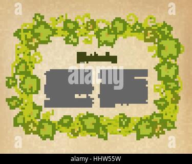 Brown wrinkled paper with grapes. Vector illustration. Stock Vector