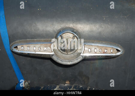 Buick eight badge on old Cuban American classic car Stock Photo