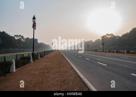 Rajpath 'King's Way' is a ceremonial boulevard in New Delhi, that runs from Rashtrapati Bhavan to the magnificent India Gate Stock Photo