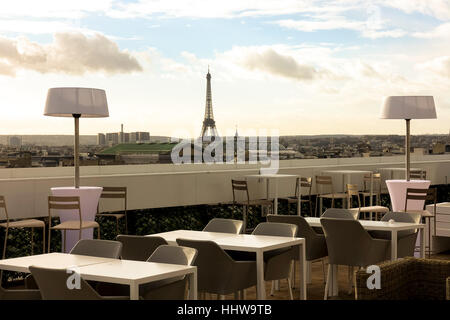 View of Eiffel Tower from The Rooftop Bar Restaurant Ice Cube at