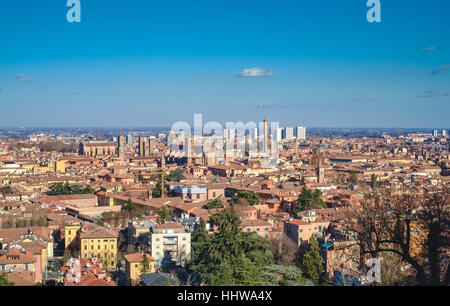 Bologna cityscape viewed from the hill at south of the city Stock Photo