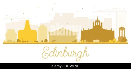Edinburgh City skyline golden silhouette. Vector illustration. Simple flat concept for tourism presentation, banner, placard or web site. Stock Vector