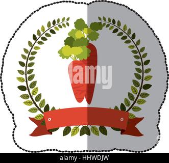 middle shadow sticker colorful with olive crown with carrots vector illustration Stock Vector