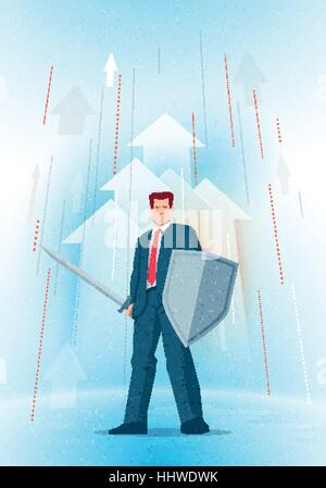 Cartoon of Businessman Holding Arrow Sign Pointing Left Stock Vector ...