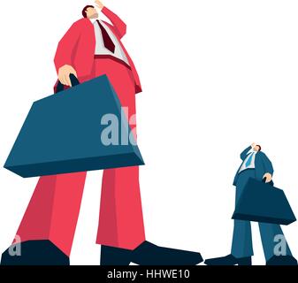 Businessman deep perspective vector illustration. Isolated on white. Stock Vector
